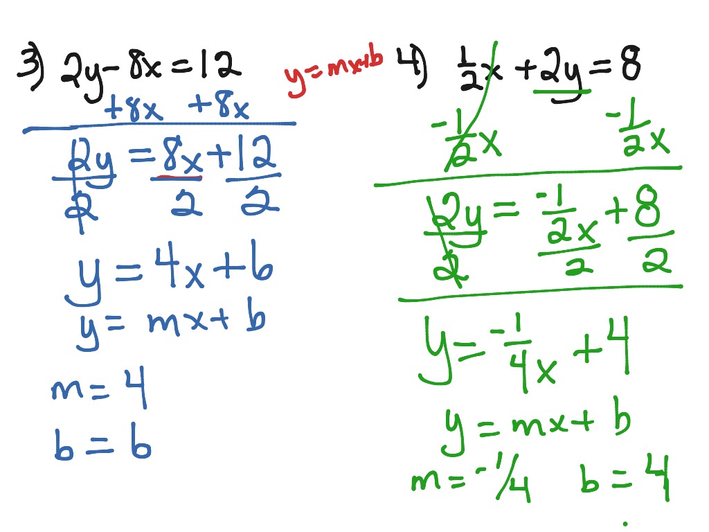 ShowMe Solving For Y In Y Mx B